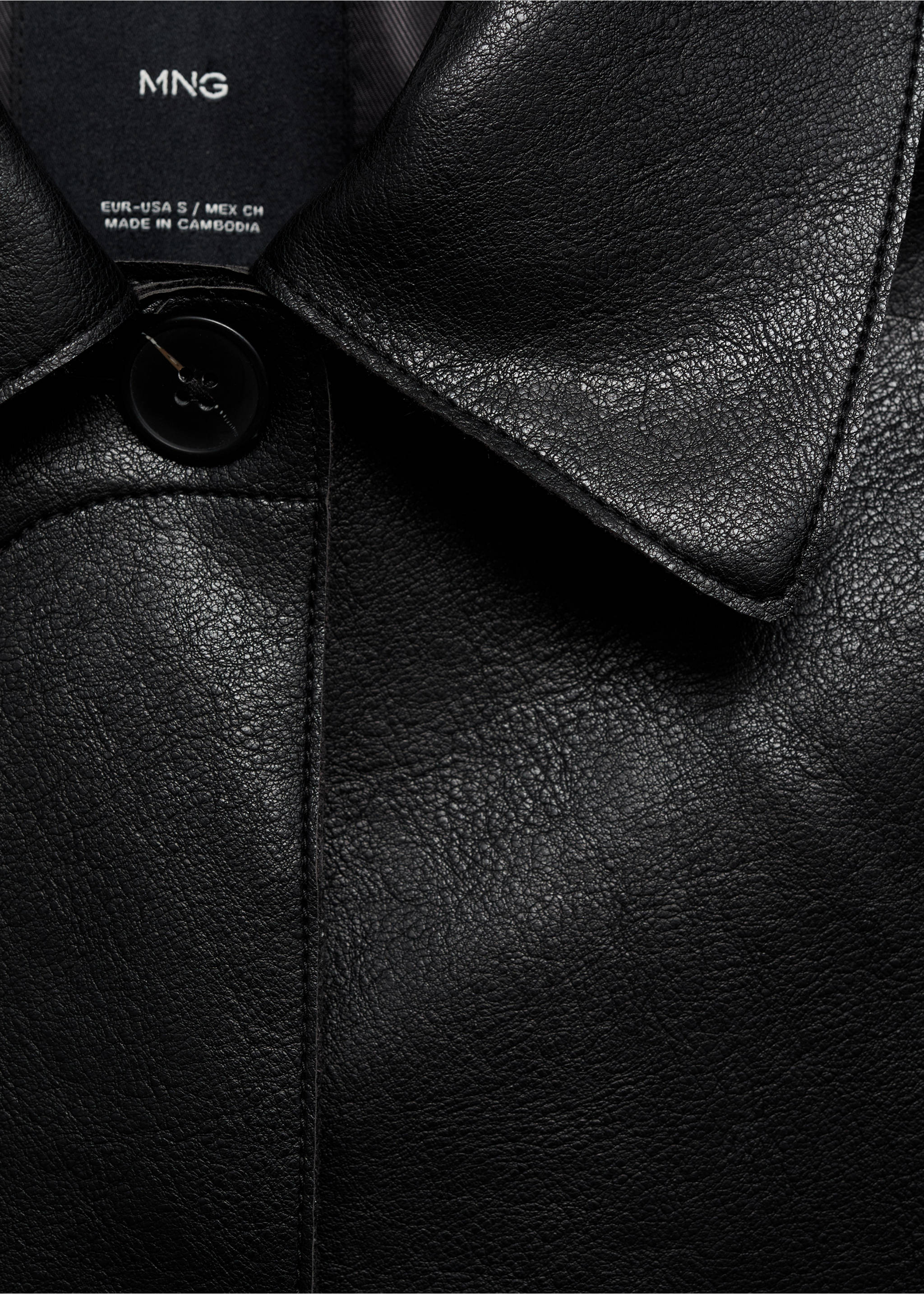 Faux-leather jacket with pockets - Details of the article 8, Black. Ref: 17094433-00.