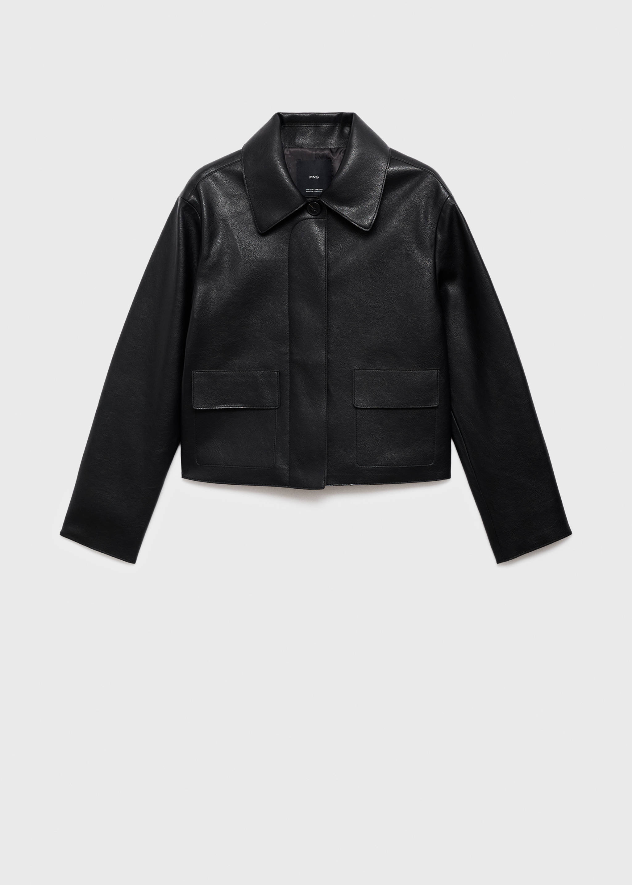 Faux-leather jacket with pockets - Article without model