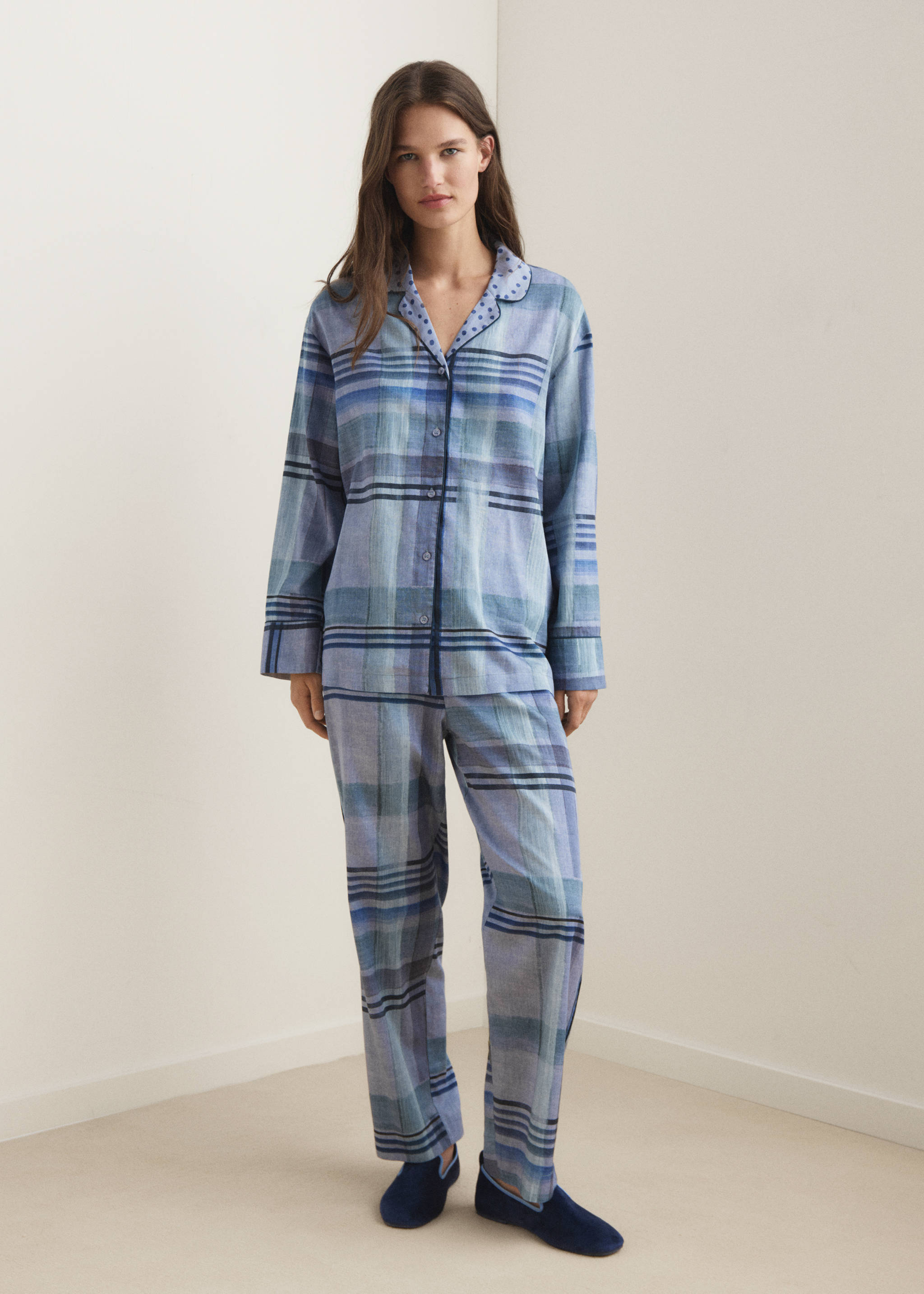 Printed pajama pants with piping - General plane
