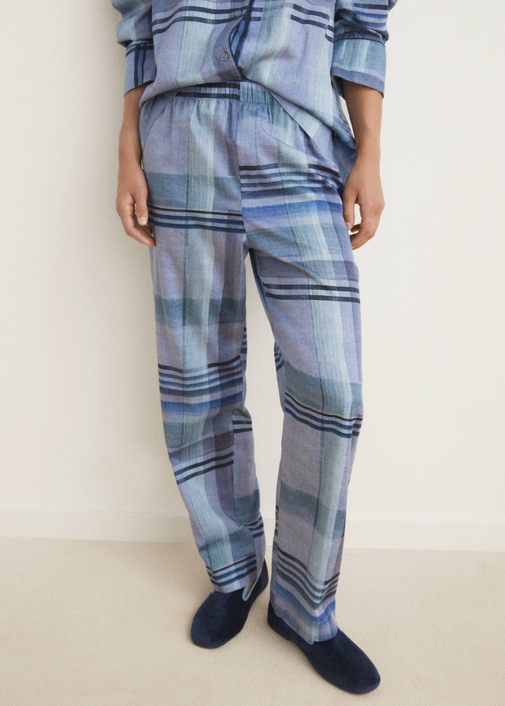 Printed pajama pants with piping - Medium plane