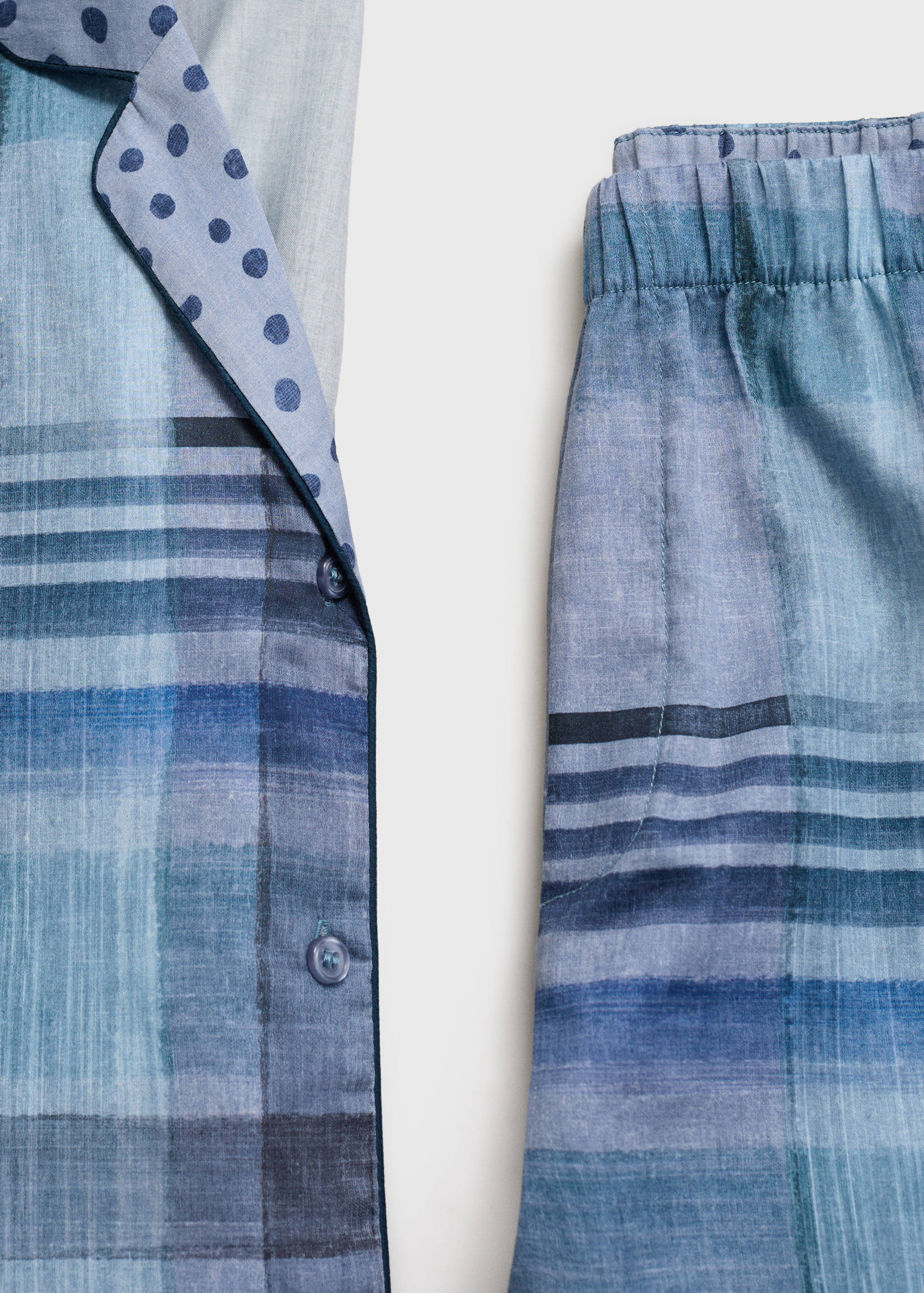 Printed pajama pants with piping - Details of the article 0