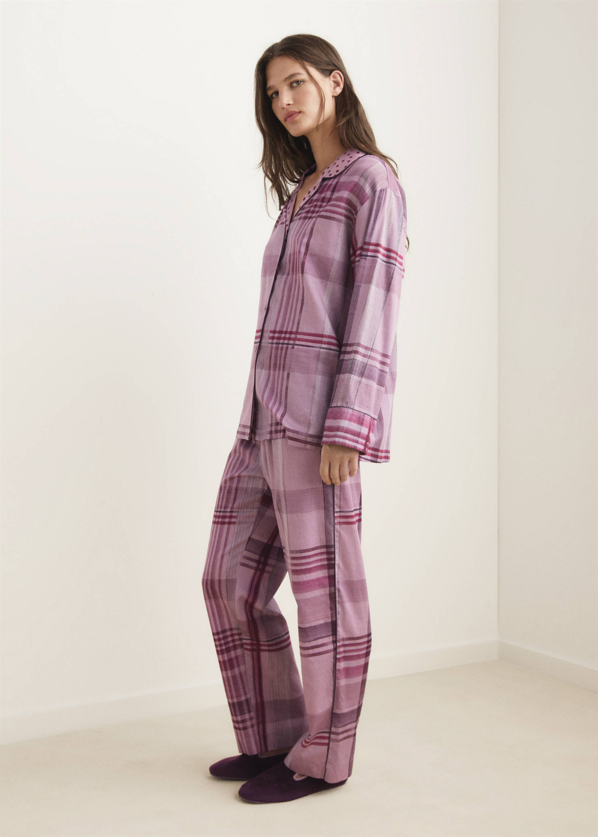 Printed pajama pants with piping - General plane