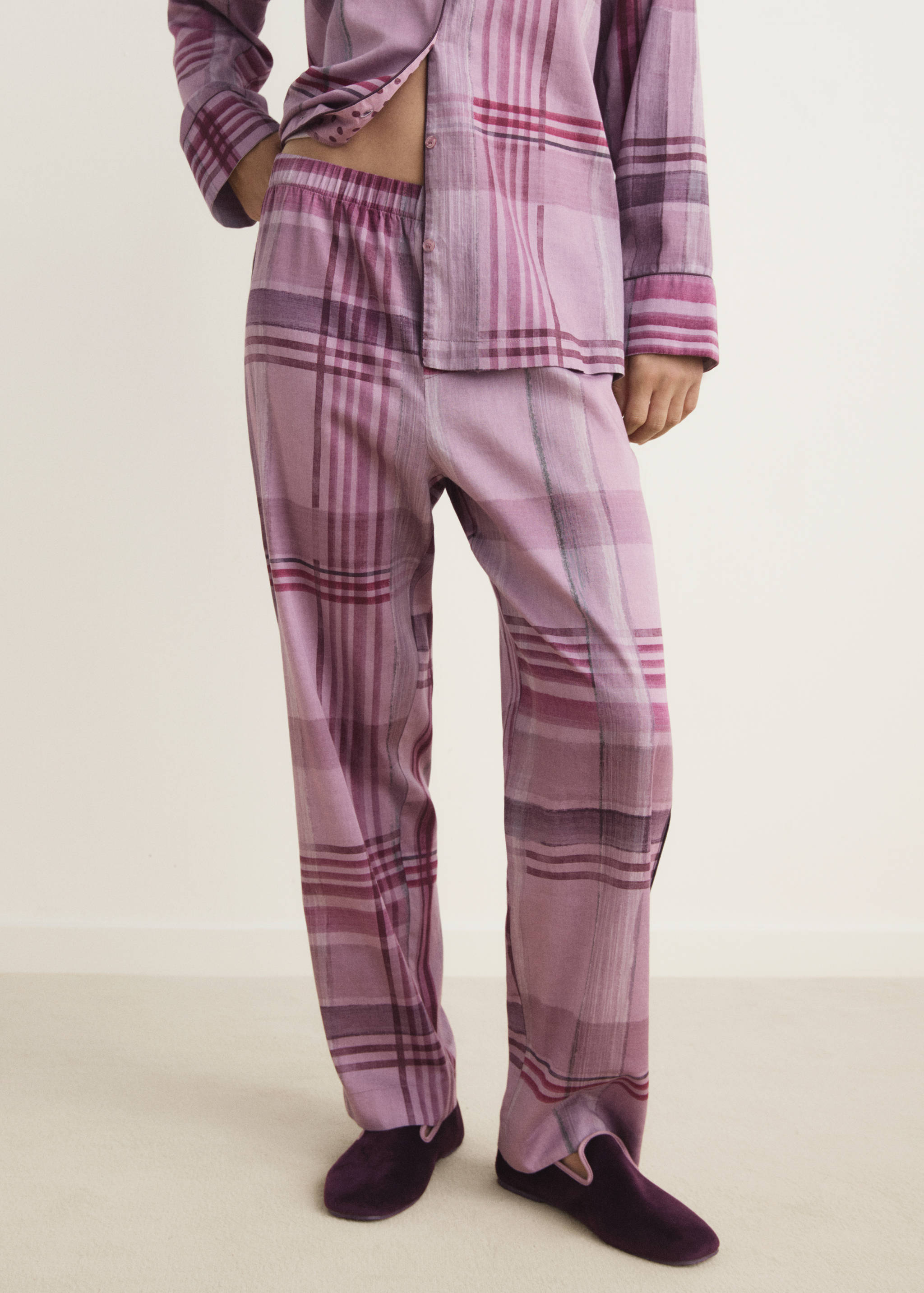 Printed pajama pants with piping - Medium plane