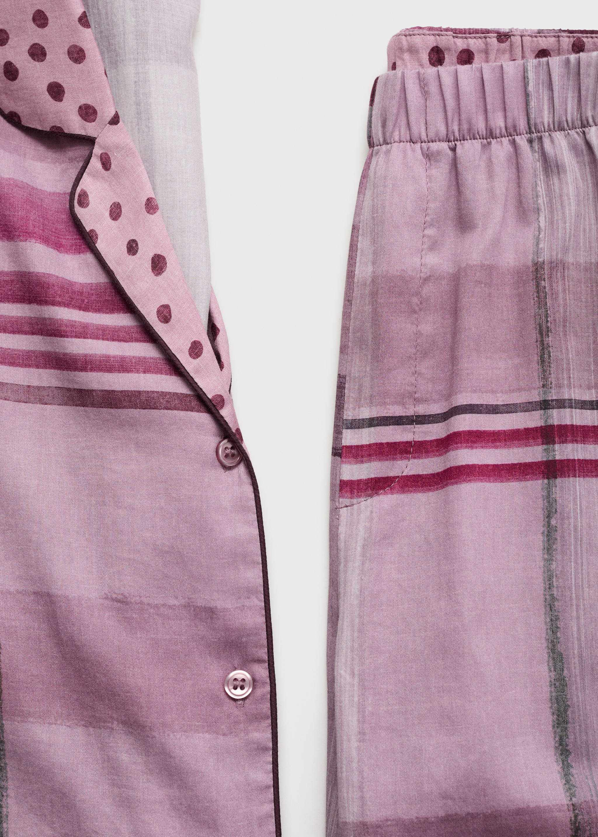 Printed pajama pants with piping - Details of the article 0