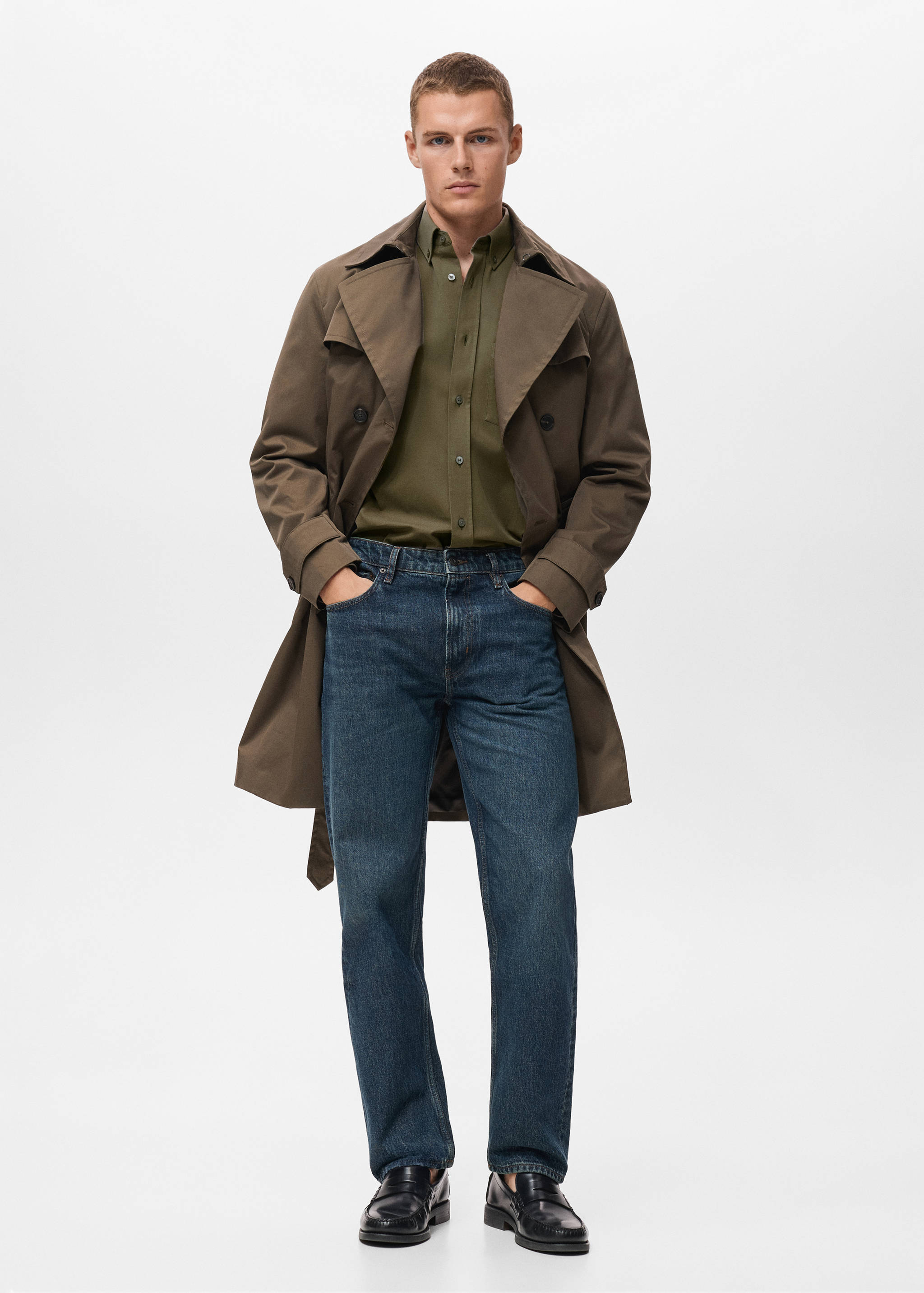 Рубашка 100% хлопок regular fit с карманом - Общий план