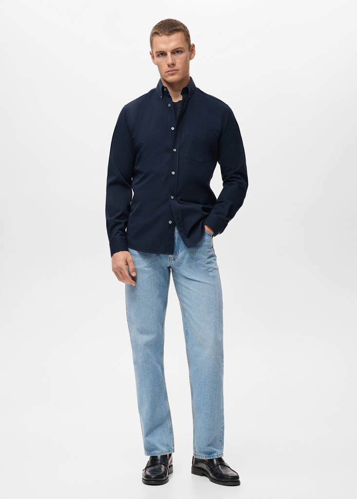MANGO MAN - Chemise 100 % coton regular-fit poche bleu marine - XL