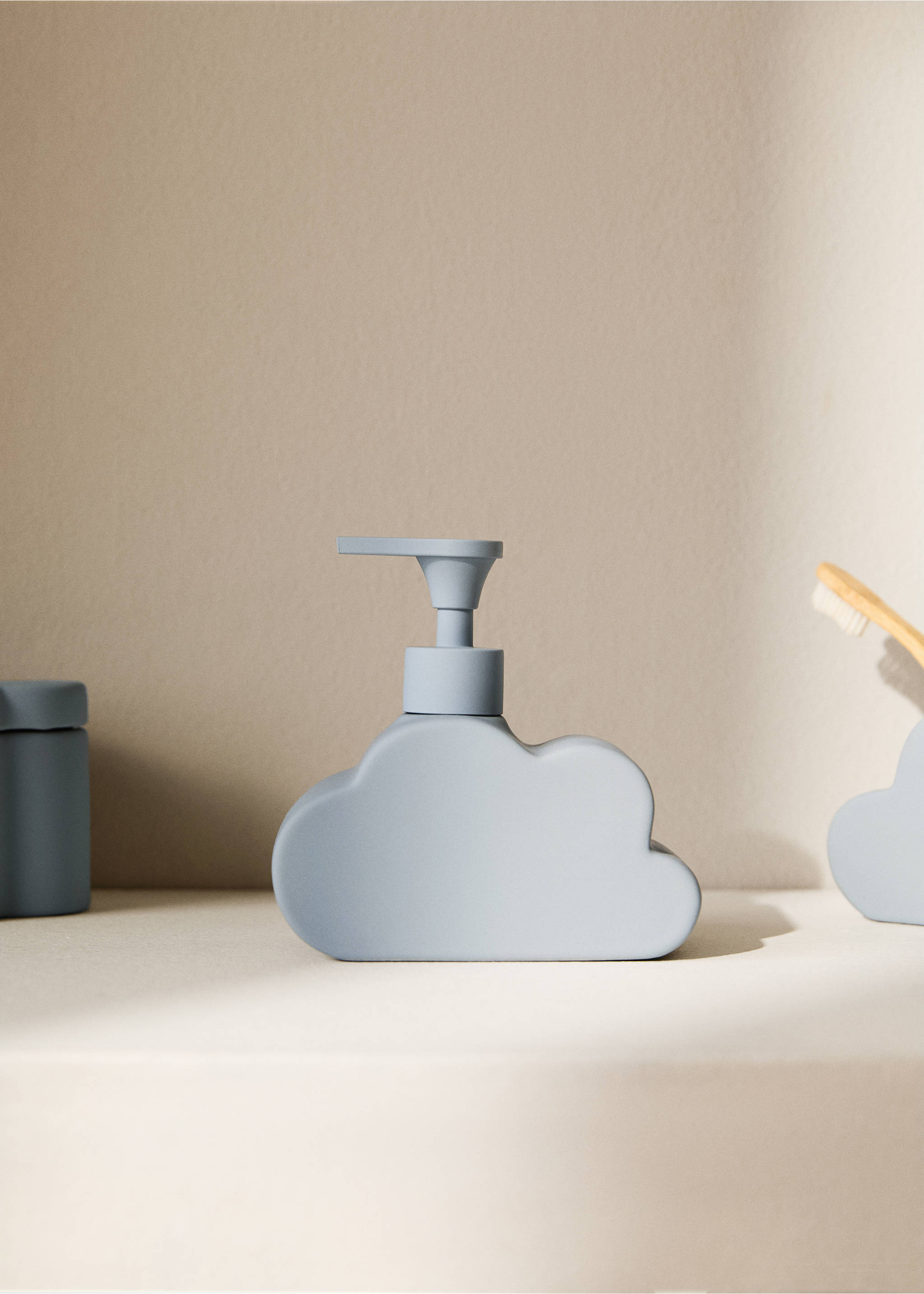 Cloud-shaped stoneware soap dispenser - General plane, Sky Blue. Ref: 17094442-00.