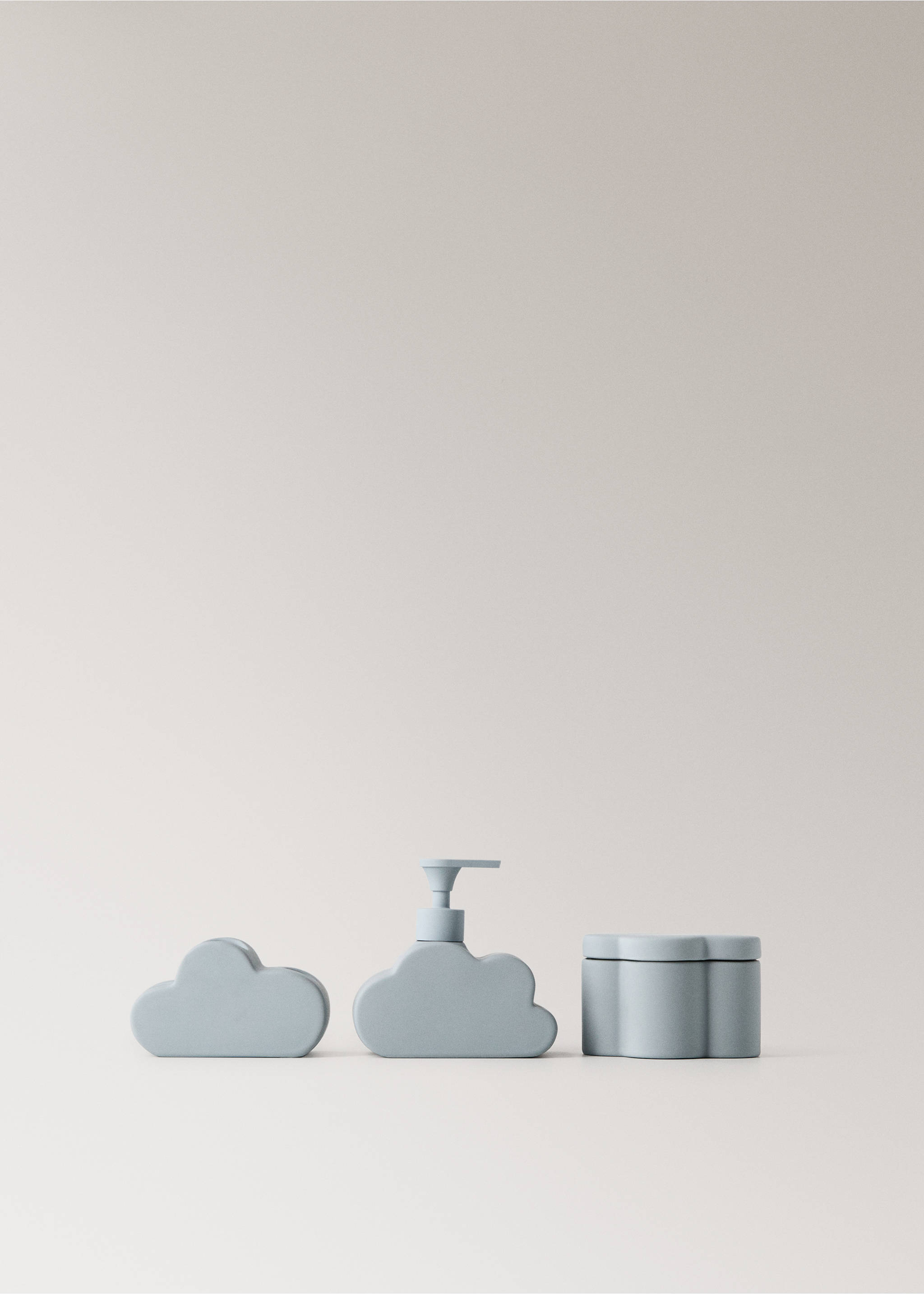 Cloud-shaped stoneware soap dispenser - Details of the article 3, Sky Blue. Ref: 17094442-00.