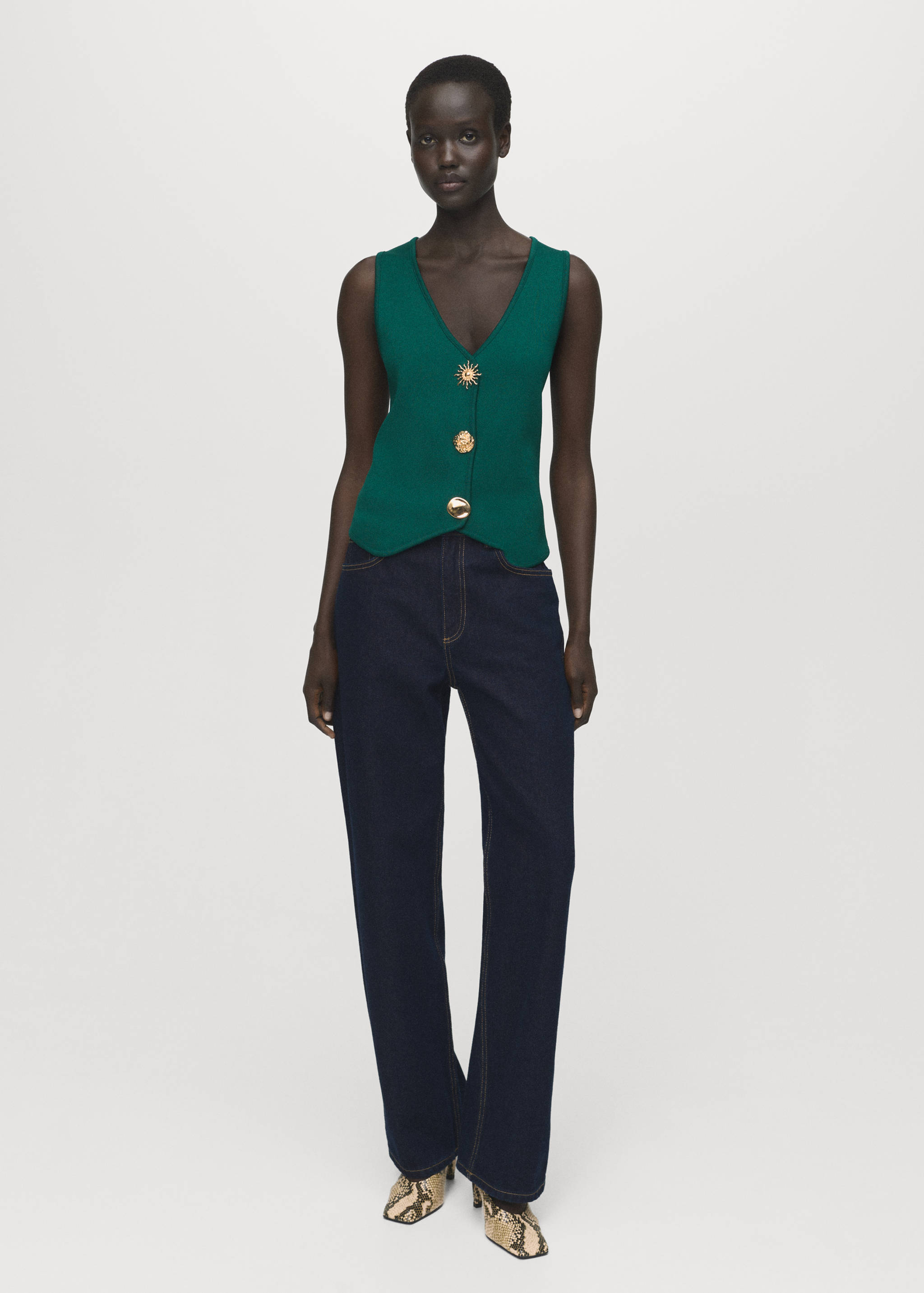 Gilet maille boutons bijoux - Plan général