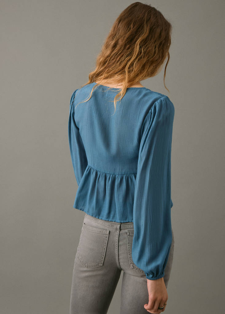Ruched flowing blouse — Petrol Blue