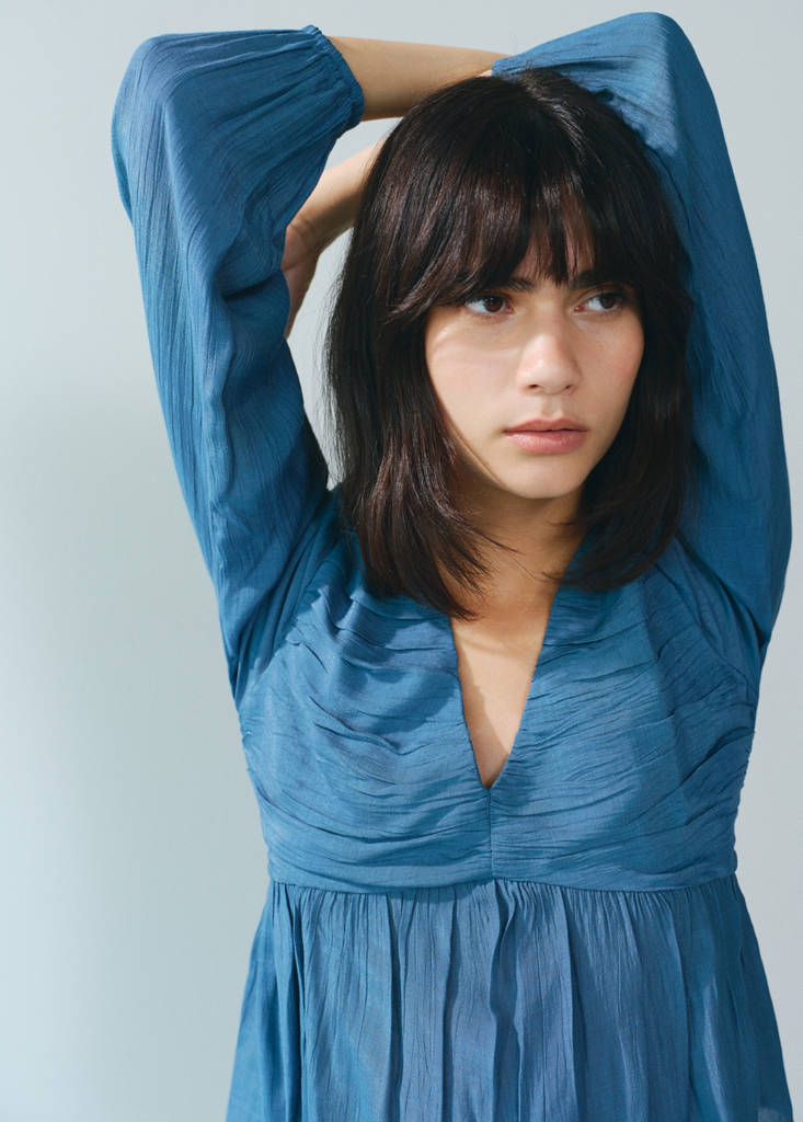 Ruched flowing blouse — Petrol Blue