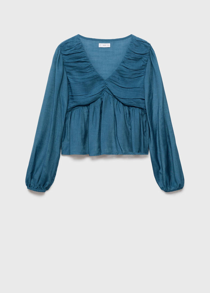 Ruched flowing blouse — Petrol Blue