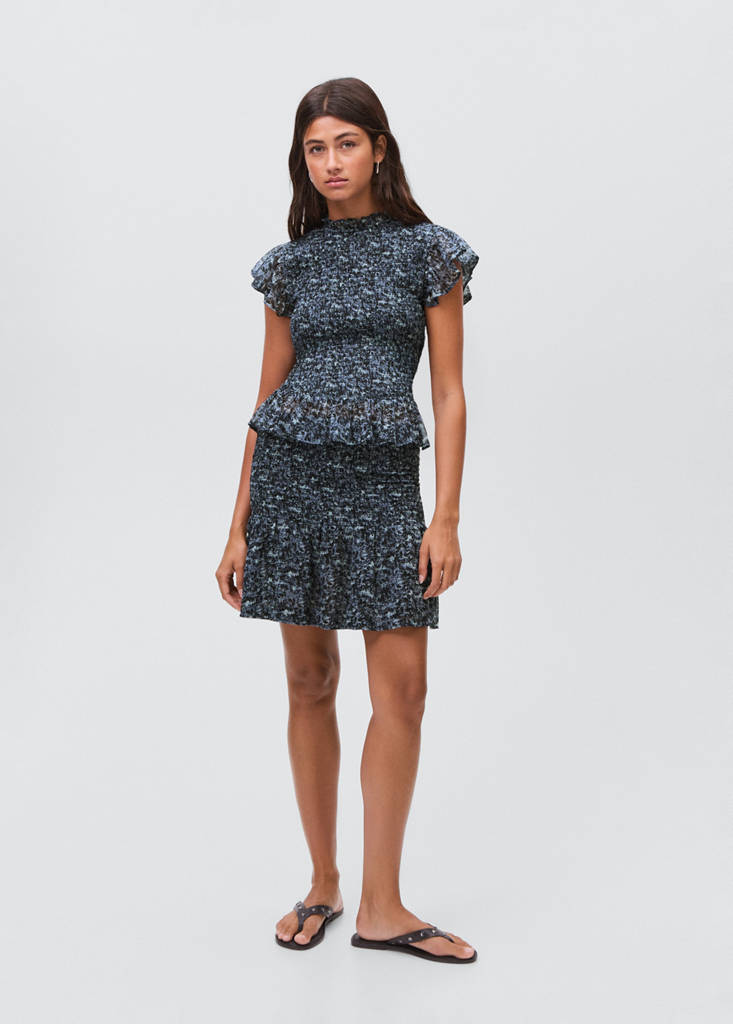 Printed short skirt — Petrol Blue