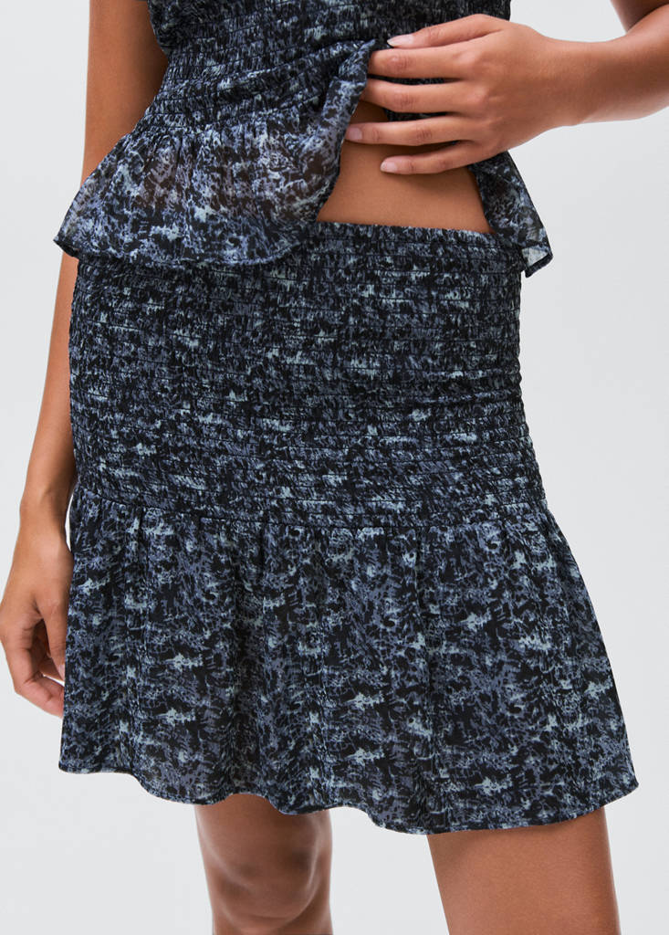 Printed short skirt — Petrol Blue