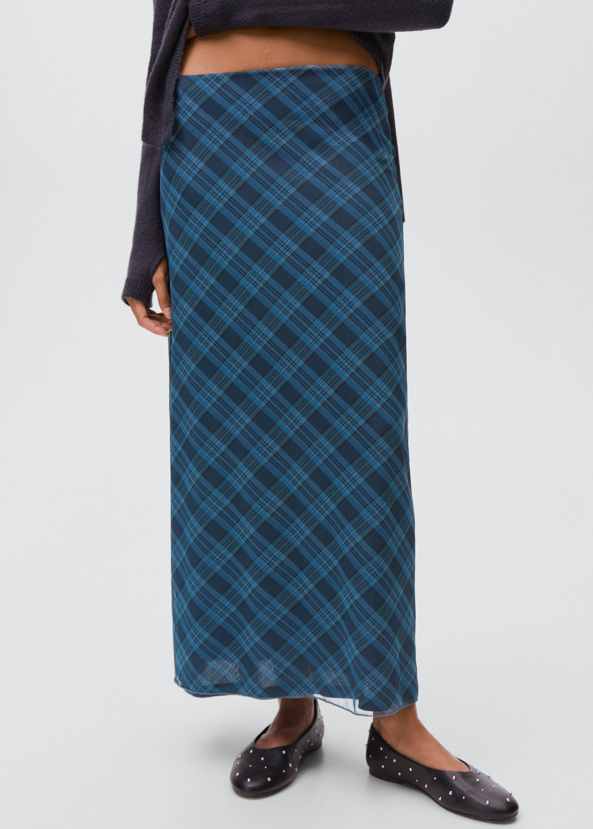 Checked long skirt - Medium plane