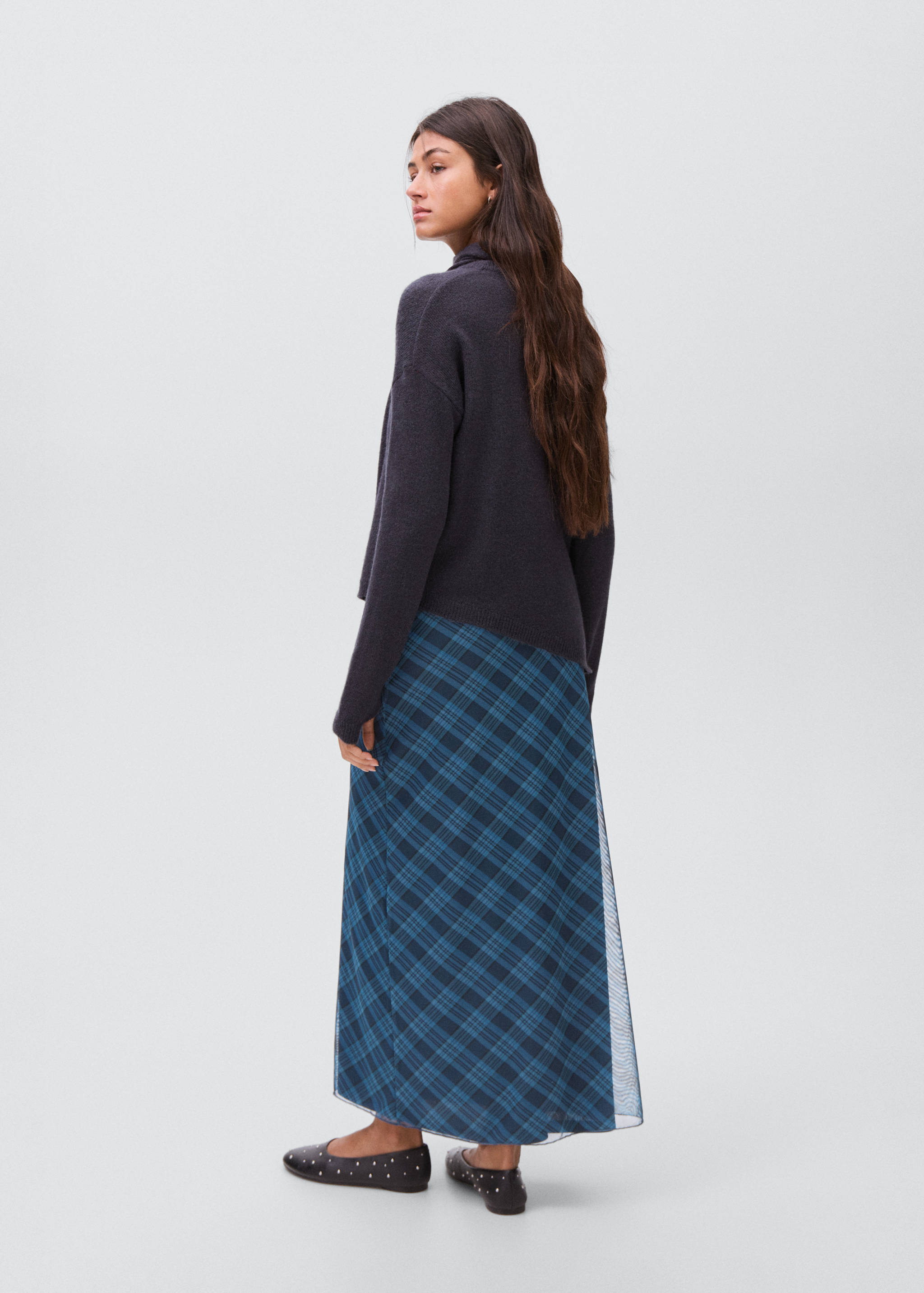 Checked long skirt - Reverse of the article