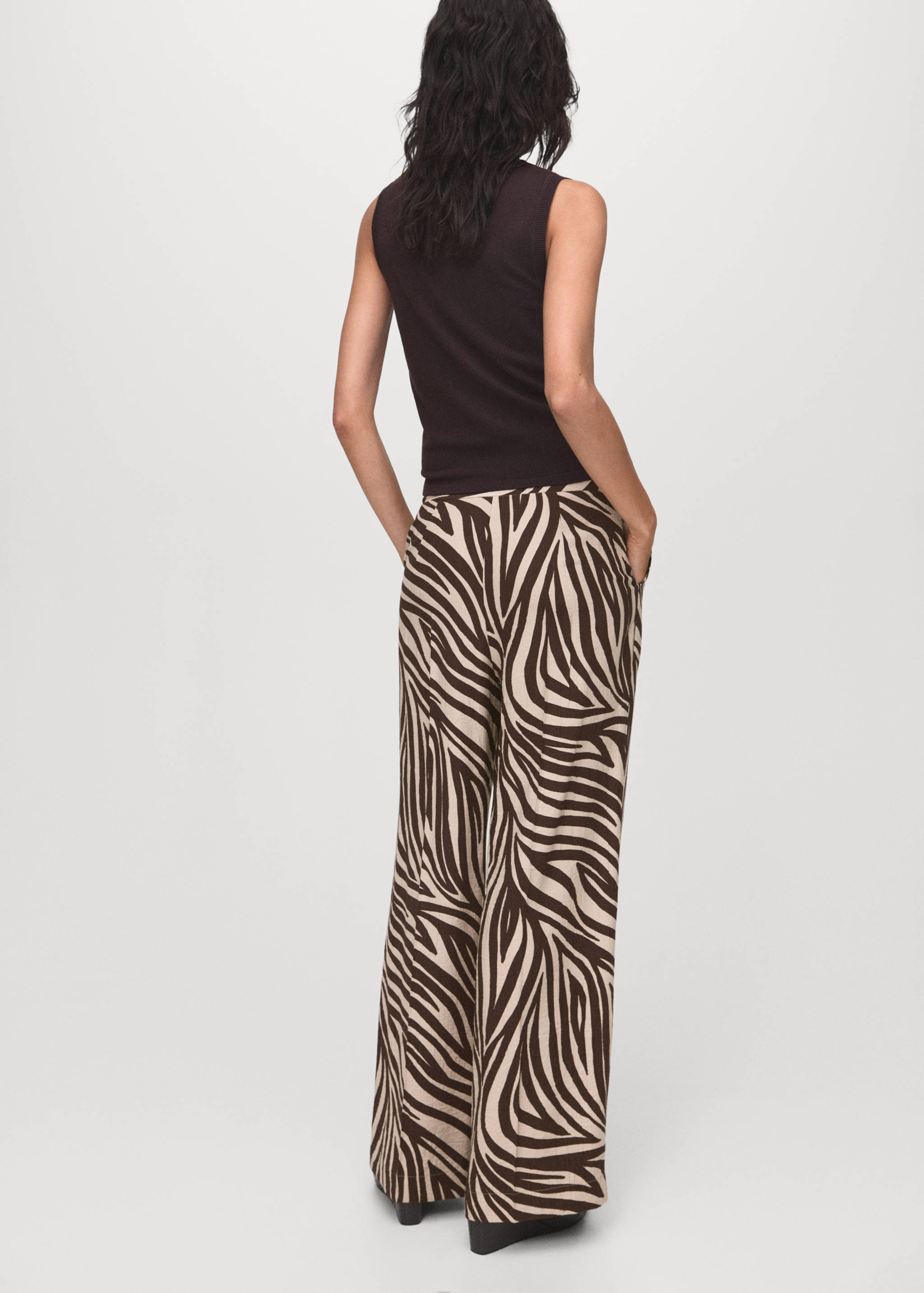 Straight-leg zebra-print pleated trousers - Reverse of the article