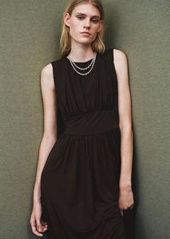 Ruched long dress — Brown 9