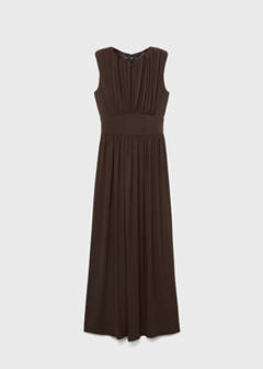 Ruched long dress — Brown 13