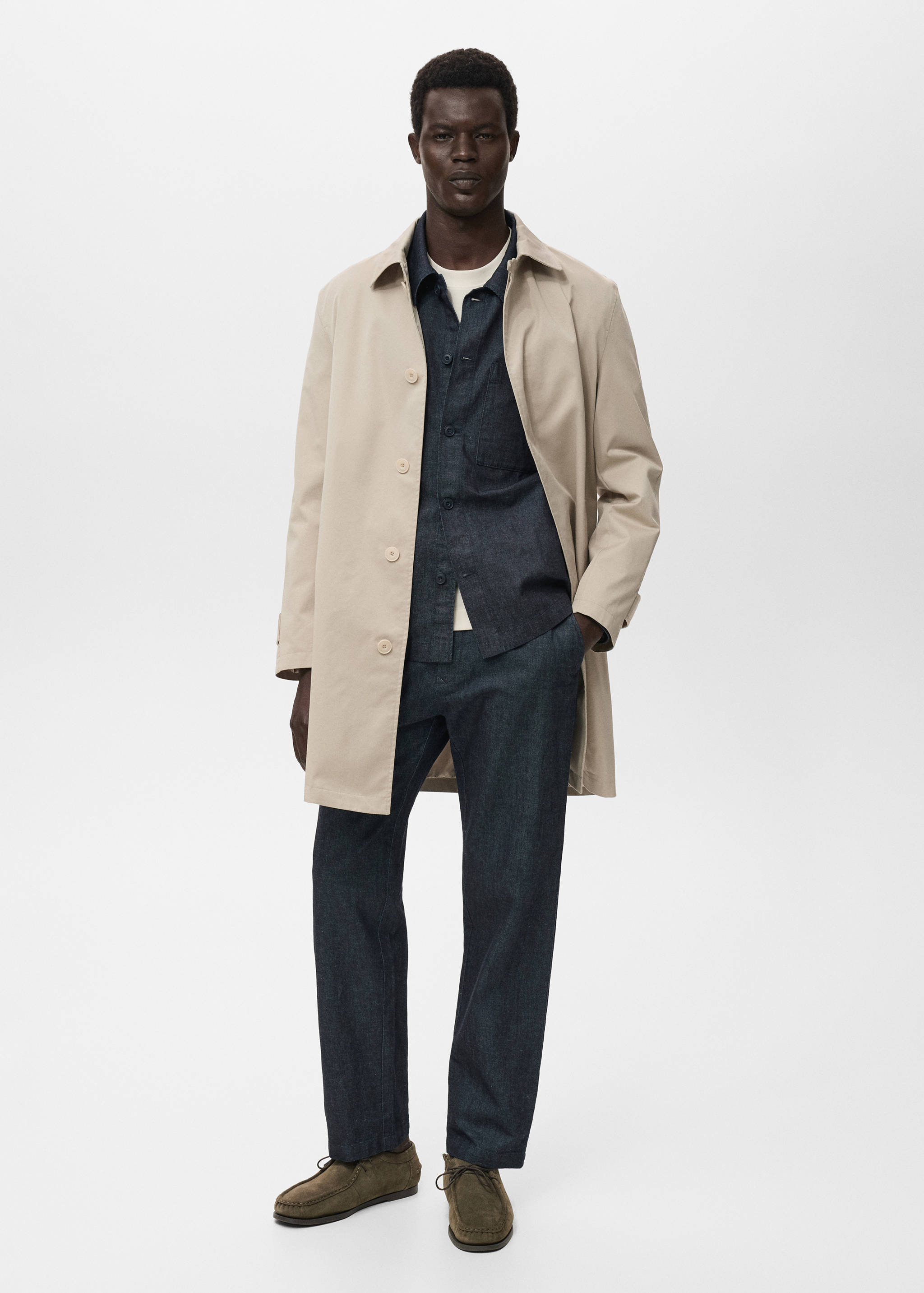 Denim overshirt with pocket - General plane