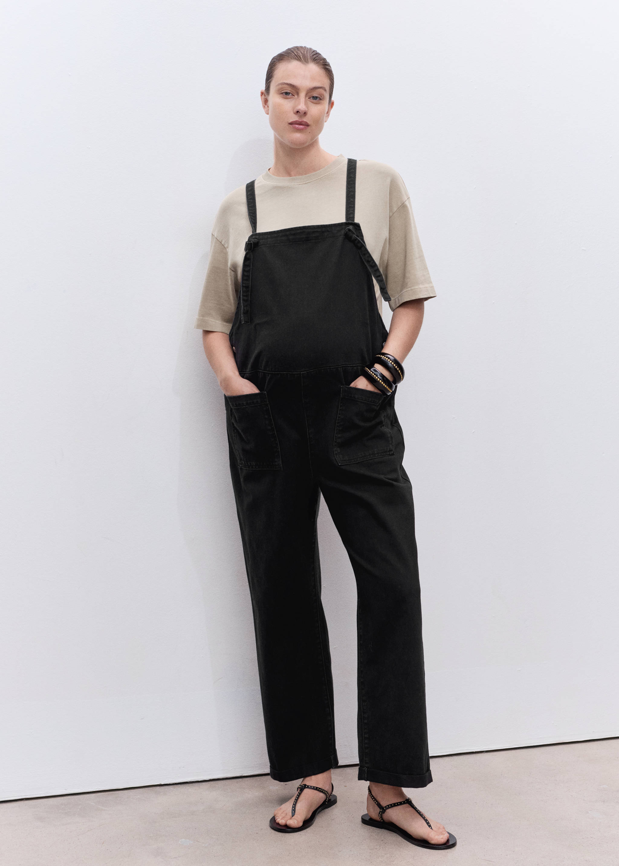 Maternity denim dungarees - General plane