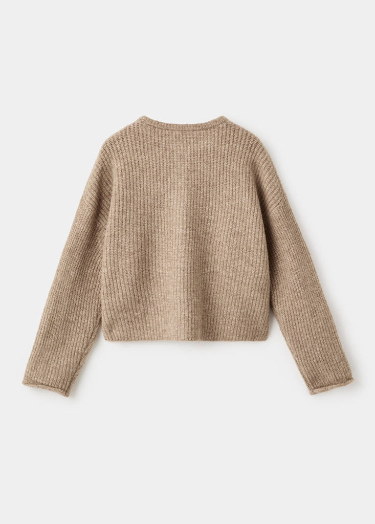 Knitted button cardigan — Medium Brown