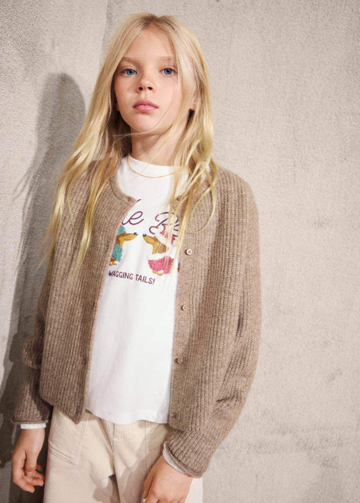 Knitted button cardigan — Medium Brown