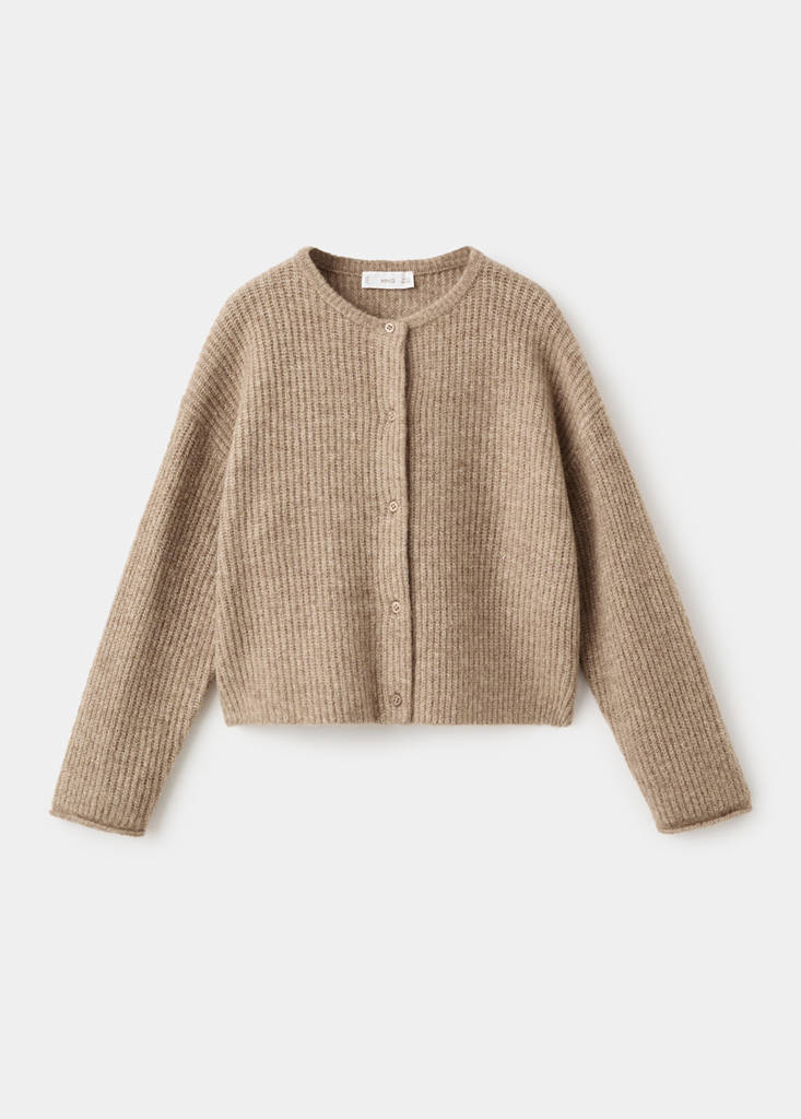 Knitted button cardigan — Medium Brown