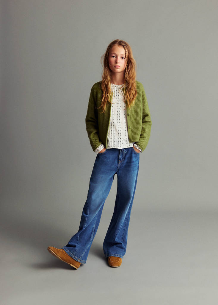 Knitted button cardigan — Green