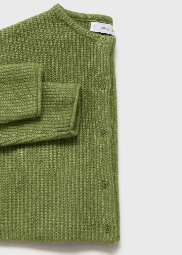 Knitted button cardigan — Green