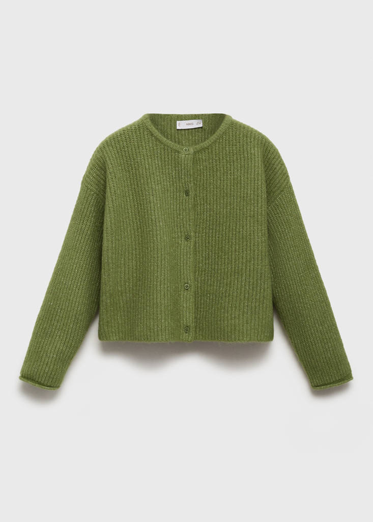 Knitted button cardigan — Green