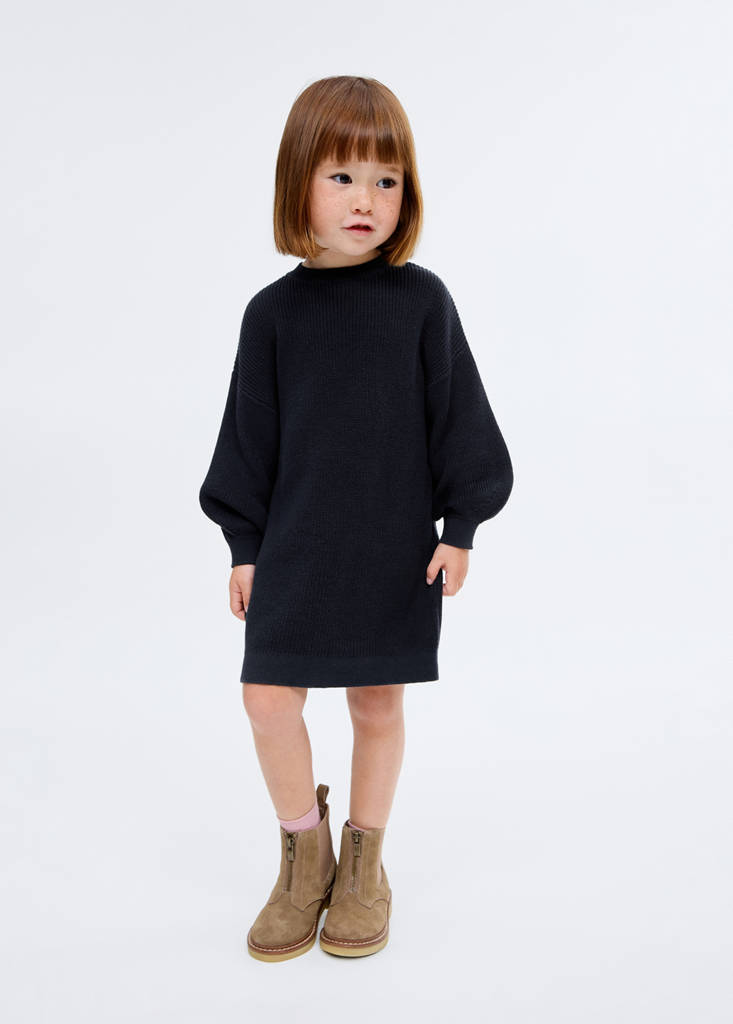 Plain knitted dress — Navy