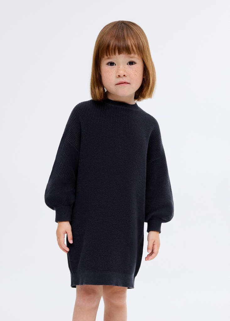 Plain knitted dress — Navy