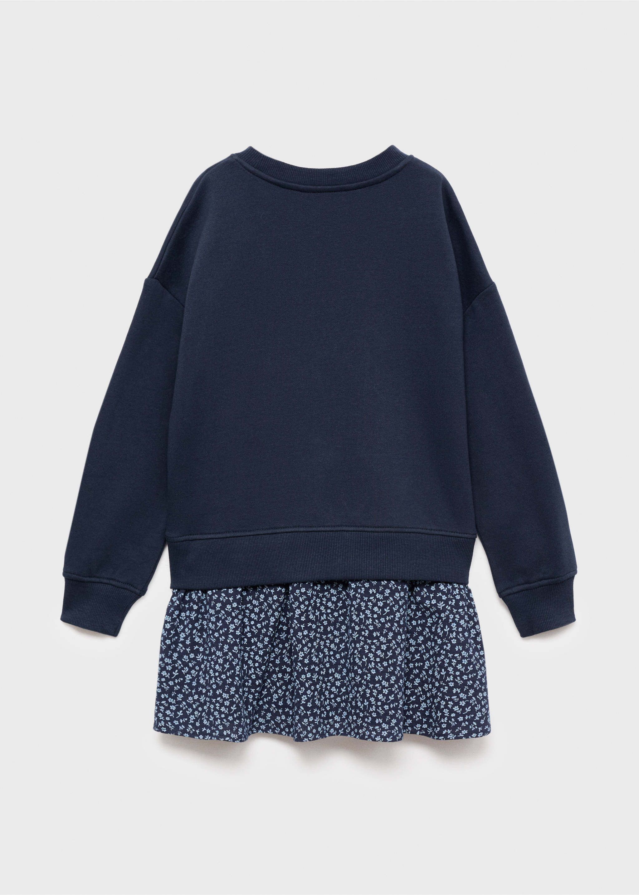 Robe effet sweat à fleurs - Verso de l’article, Bleu marine. Ref: 17095158-00.