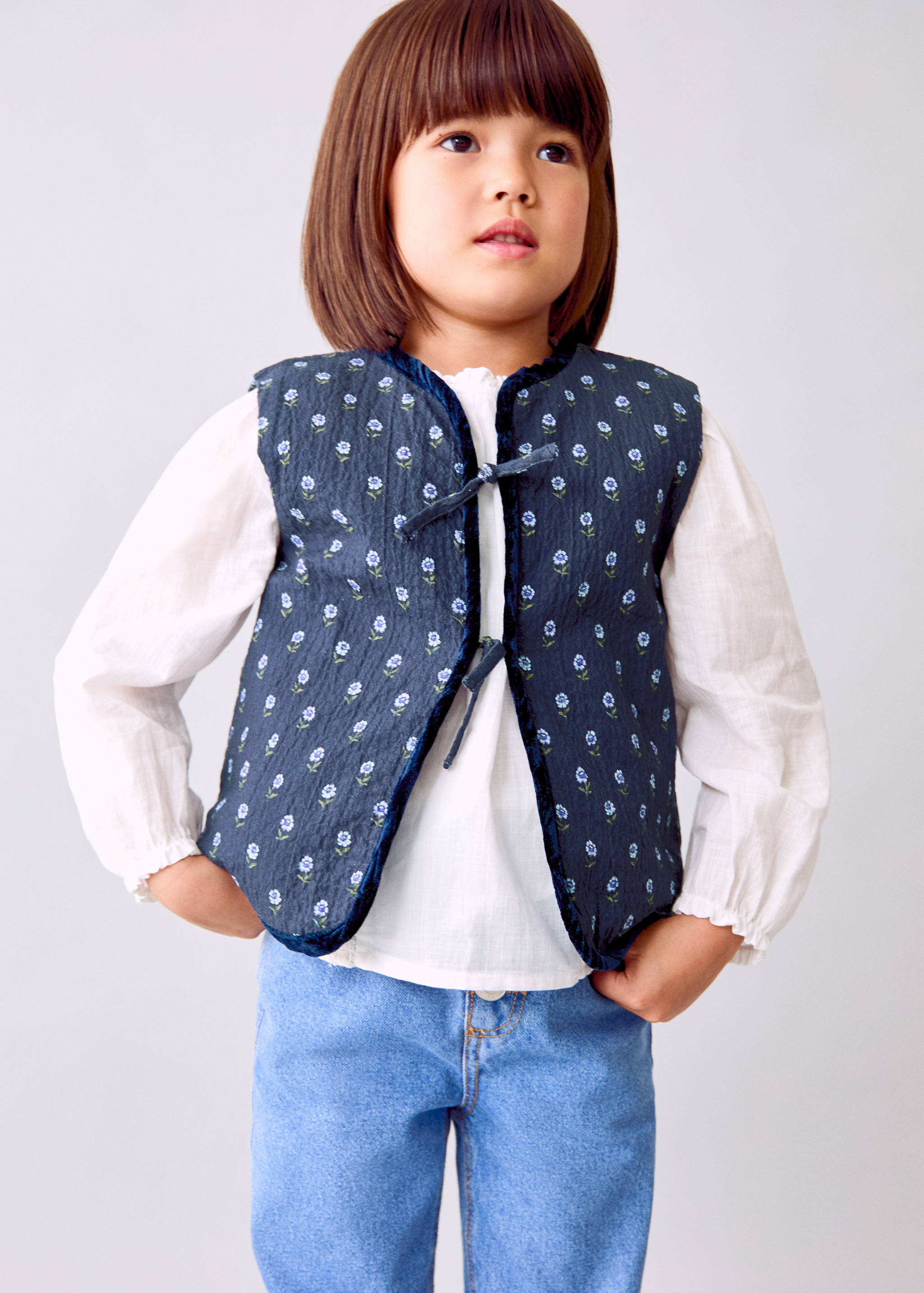 Floral quilted vest - General plane