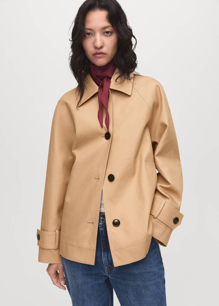 Oversized barn jacket with epaulettes