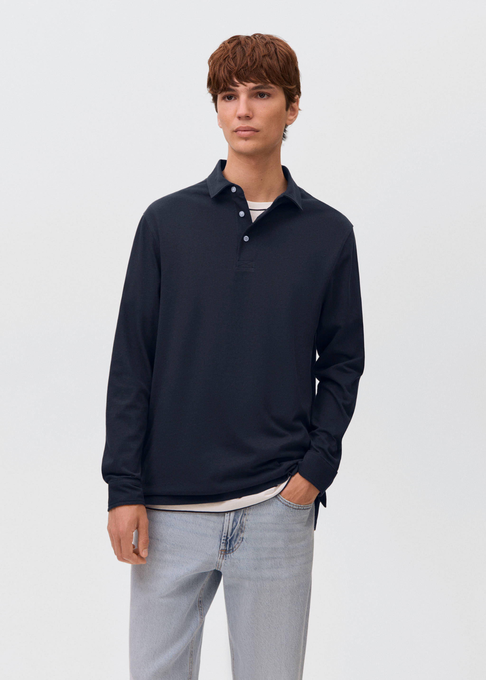 Cotton basic polo shirt - Medium plane