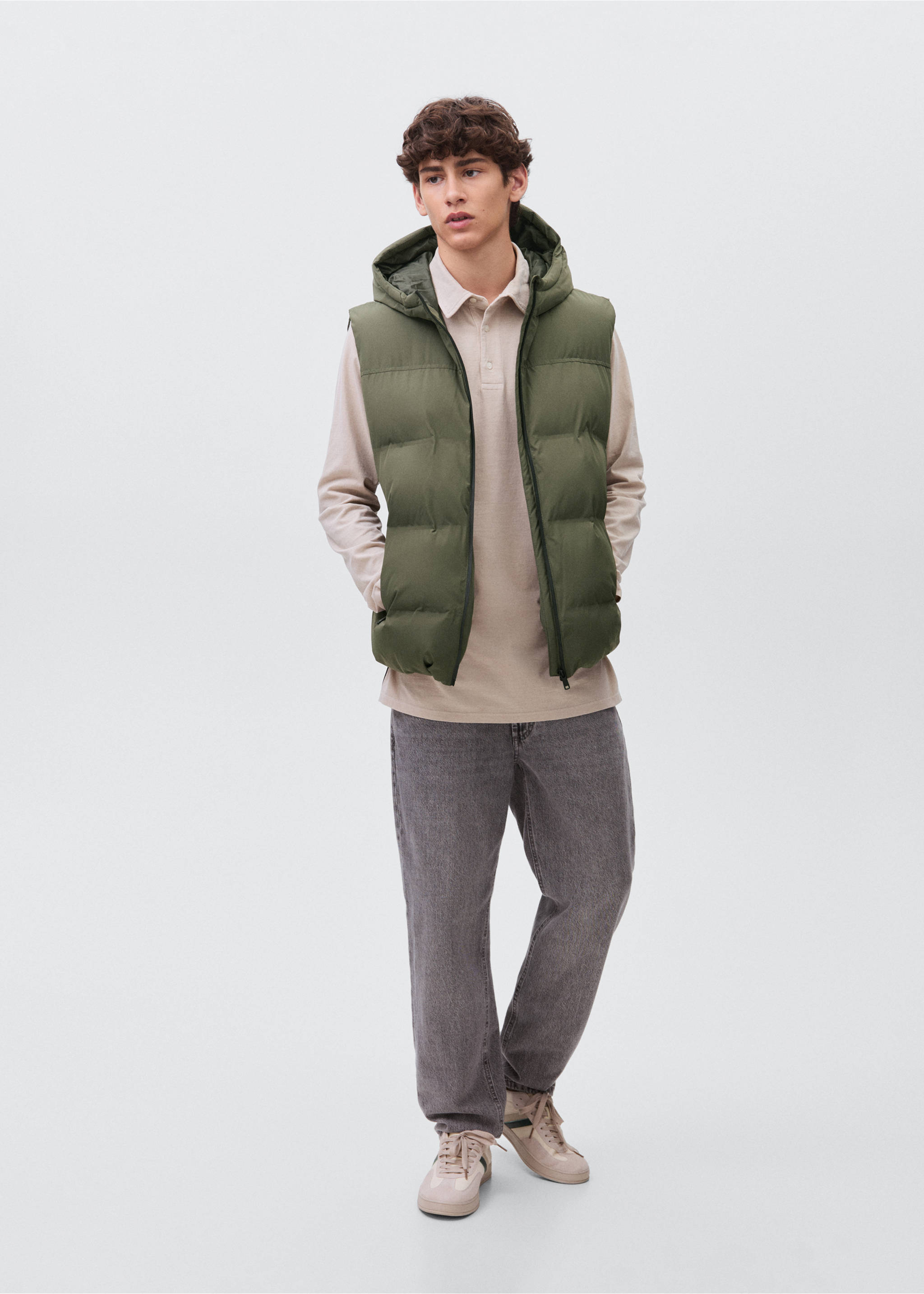 Kapitone yelek - Genel plan, Haki Renk. Ref: 17095783-00.