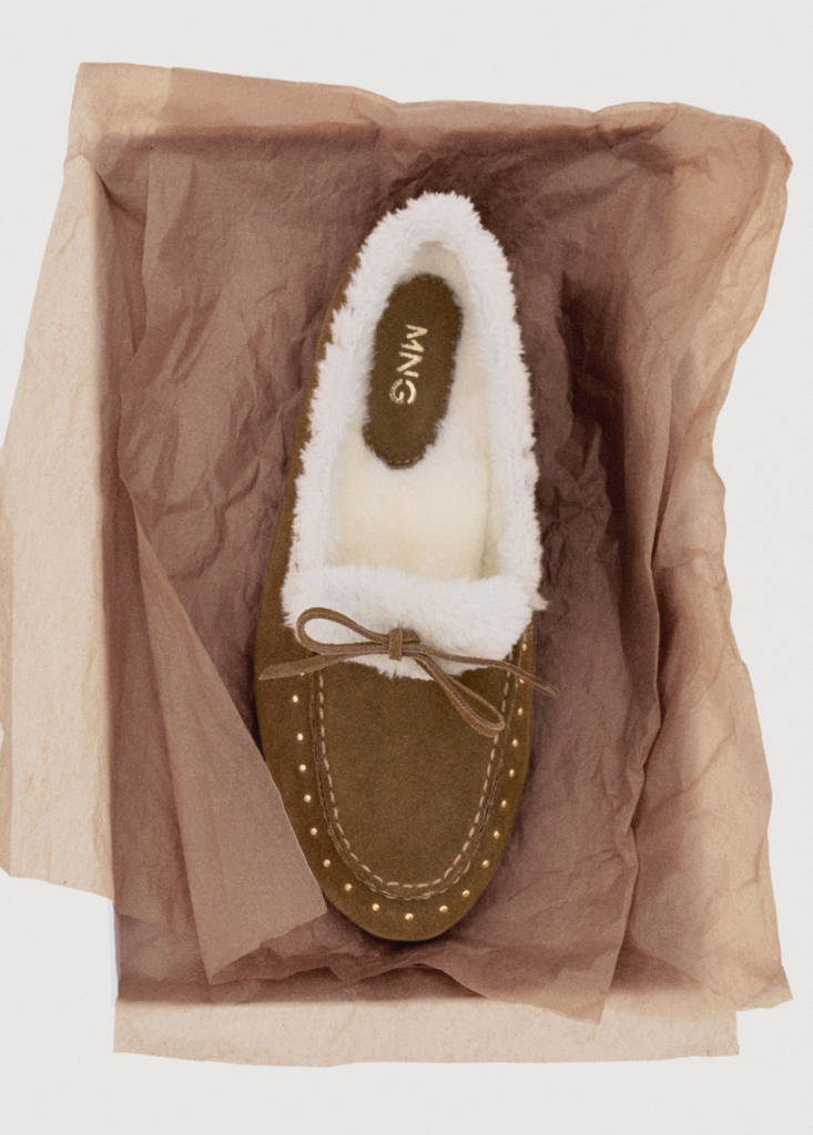 Sheepskin studded moccasins — Leather