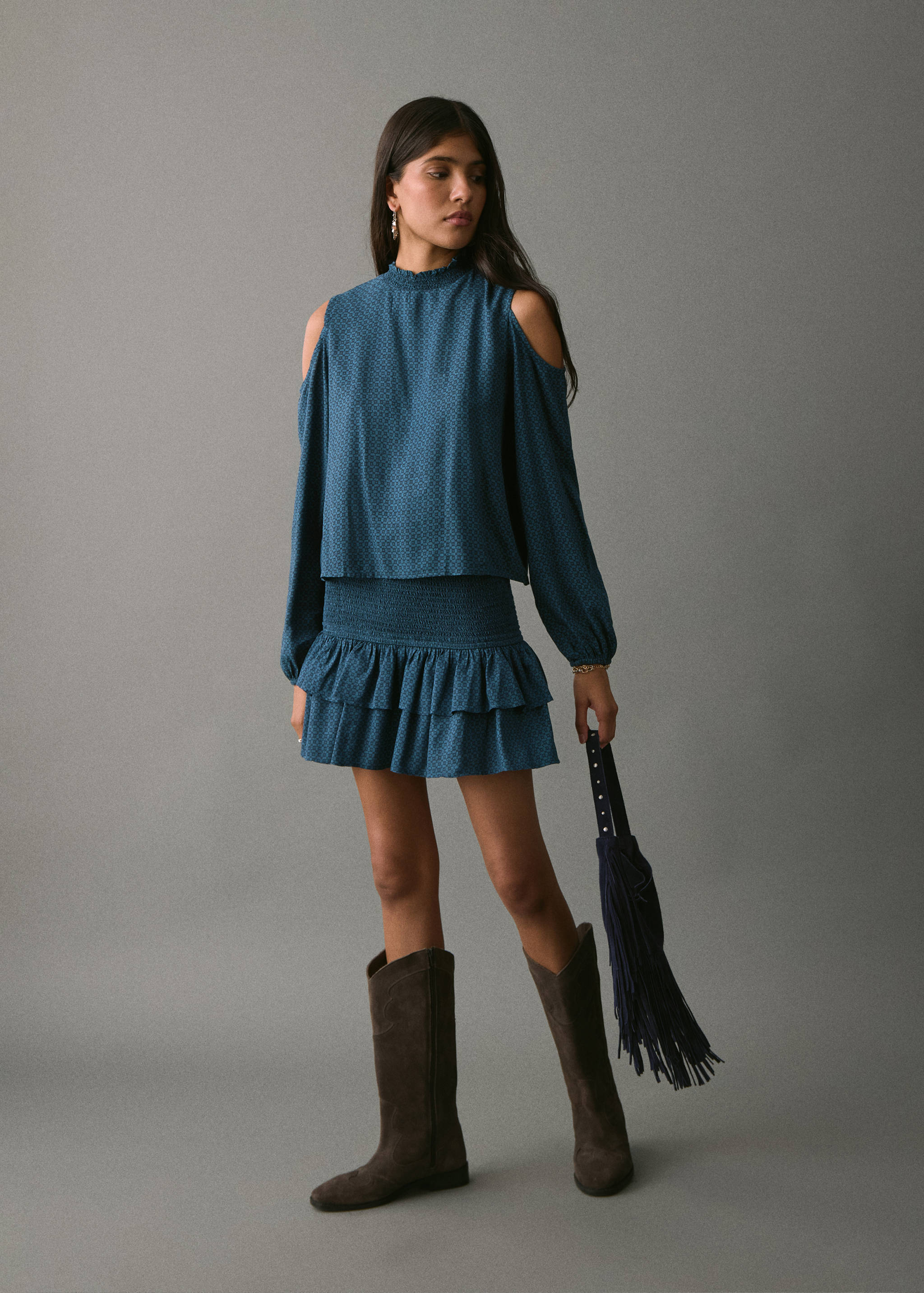 Gathered skirt with ruffles - General plane