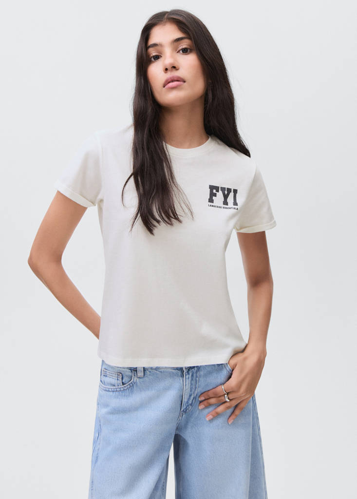 Printed cotton-blend t-shirt — Off White