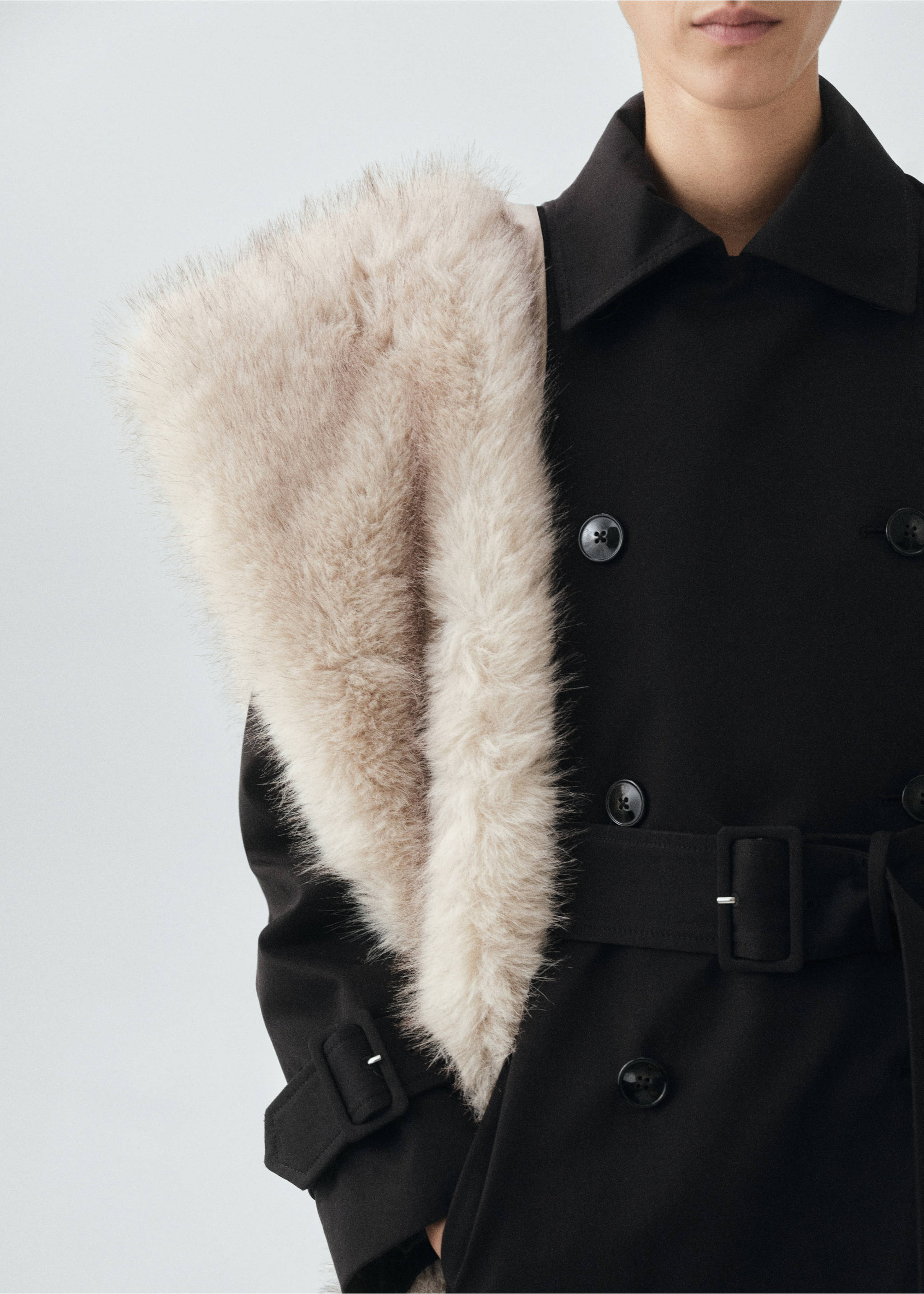 经典100%棉质风衣 - null, 黑色. Ref: 17095794-00.