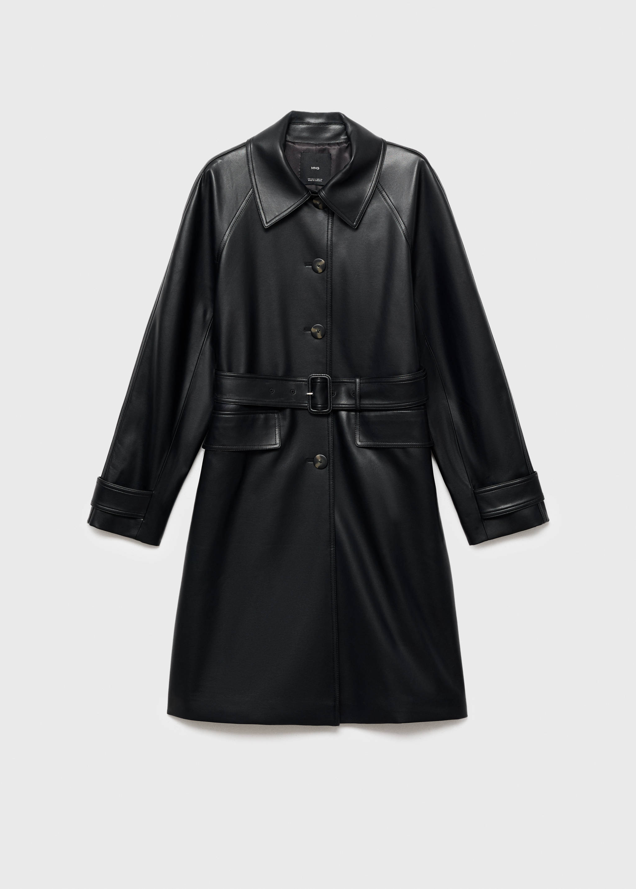 Long faux-leather trench coat with belt - Article without model