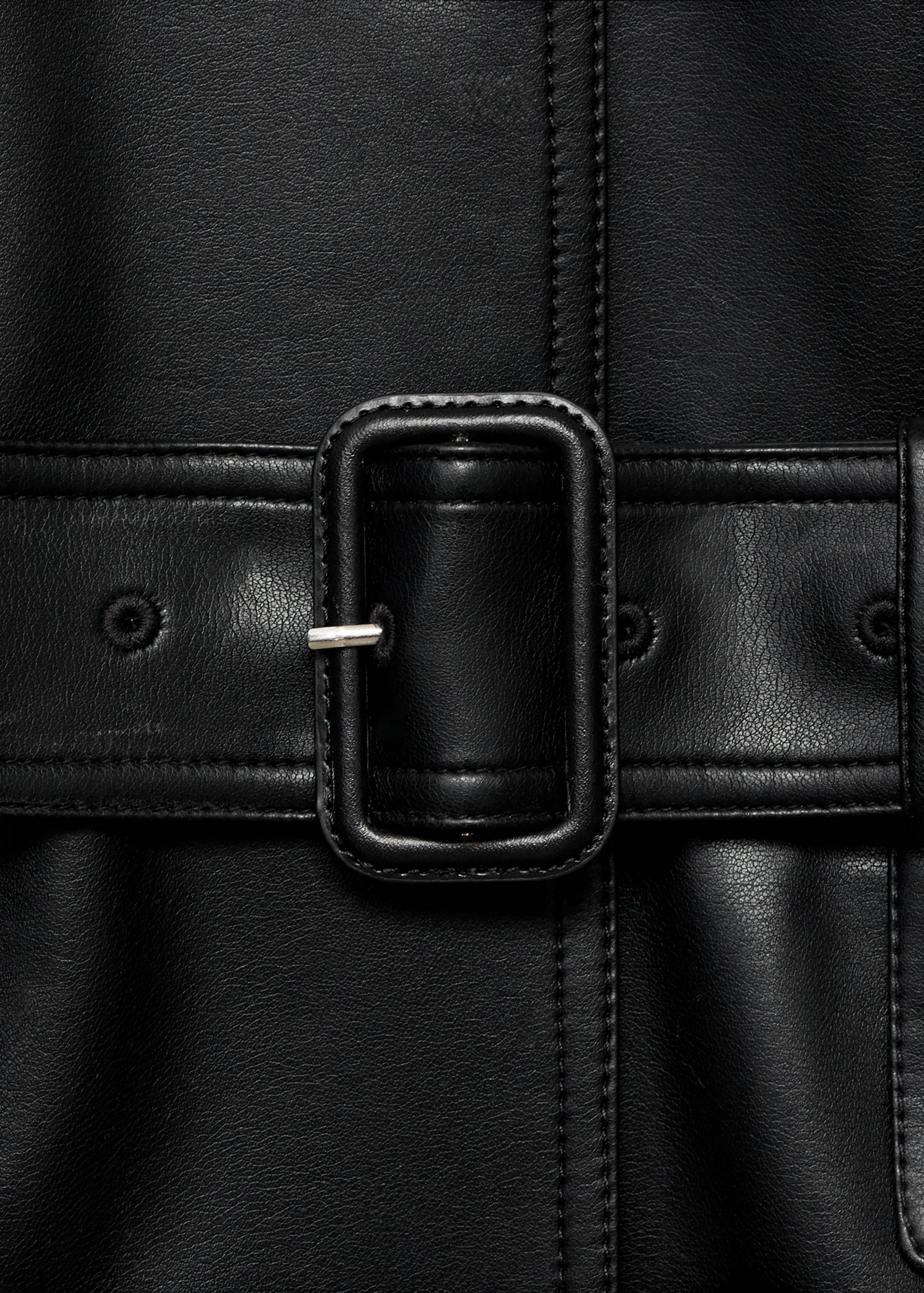 Long faux-leather trench coat with belt - Details of the article 8