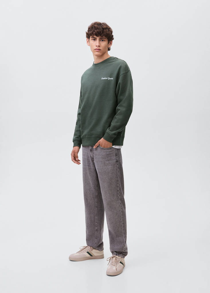 Printed embroidered sweatshirt — Green