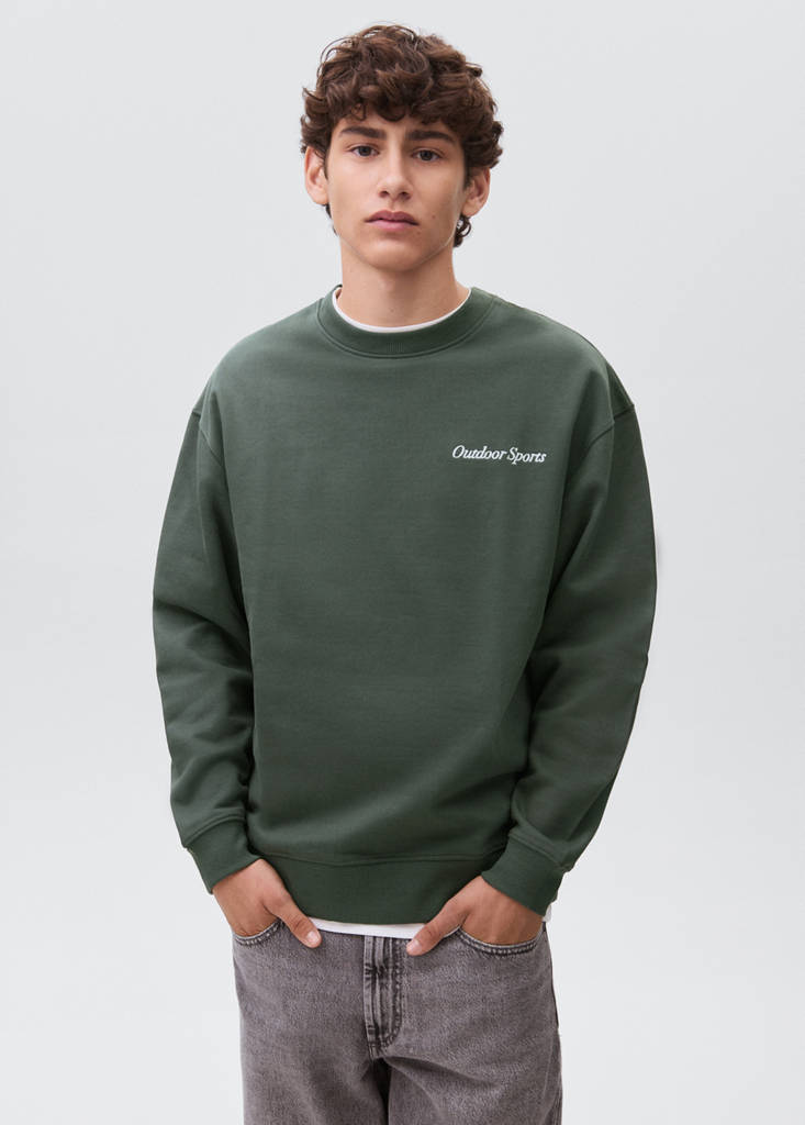 Printed embroidered sweatshirt — Green