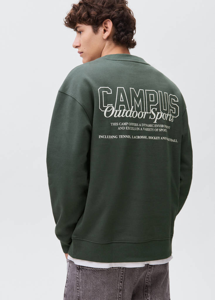 Printed embroidered sweatshirt — Green