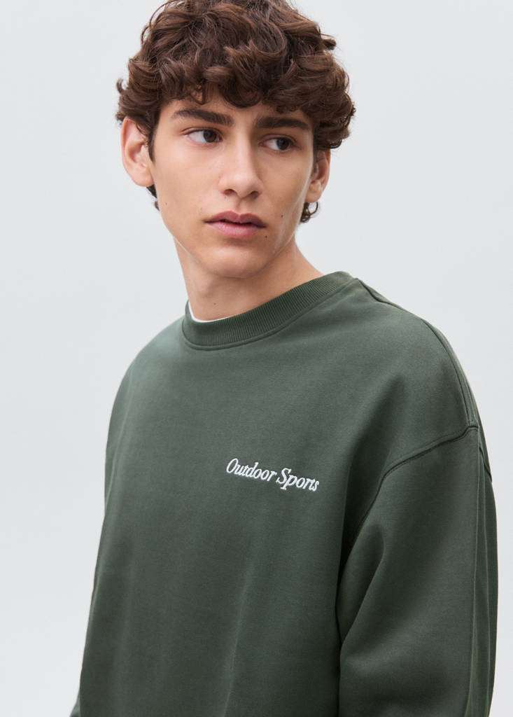 Printed embroidered sweatshirt — Green