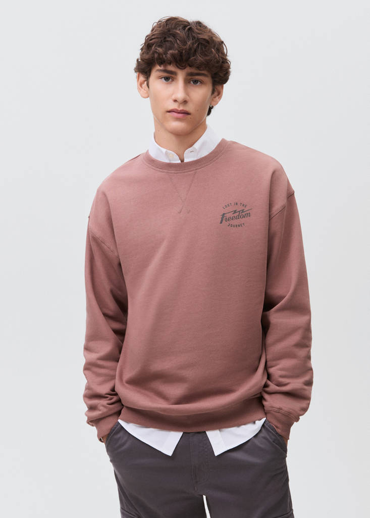 Printed cotton sweatshirt — Maroon