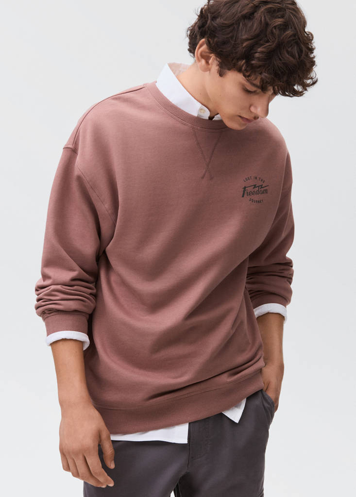 Printed cotton sweatshirt — Maroon